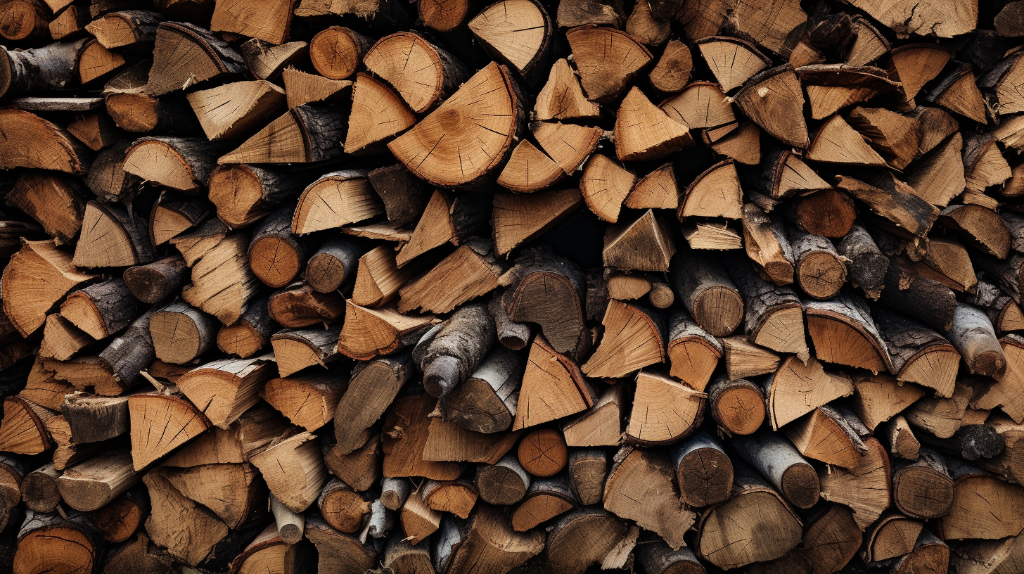 Overhead view of kiln-dried firewood logs from Mortimers Fuels, ready for delivery in Leyland.