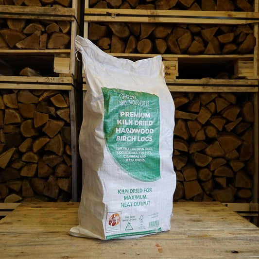 Kiln Dried Birch Logs in a convenient maxi bag 